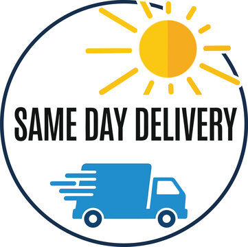 Same day delivery logistics truck icon with sun delivery shipping logistic