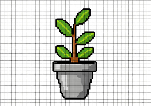 Pixel Art Plant In Pot