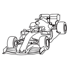 Fototapeta premium Formula Racing Car Line Art Vector Illustration