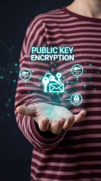 Person Holding Public Key Encryption Hologram Envelope Icon