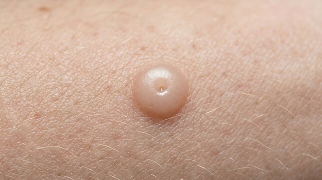 Molluscum contagiosum skin lesion on human skin