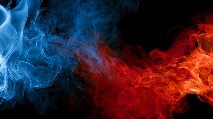 Fototapeta premium A background with opposing blue and red flames effect, suitable for a confrontation Stock Illustration