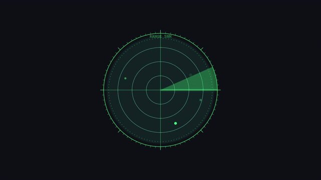 HUD Circle Radar Sweep Green Sonar Scan Blips Sci-Fi Transparent Overlay Motion Graphic Loop