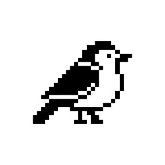 Fototapeta premium Pixel art songbird profile icon.
