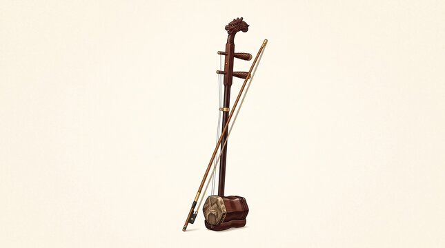 Chinese erhu on simple background