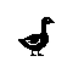 Fototapeta premium Pixel goose standing profile silhouette.