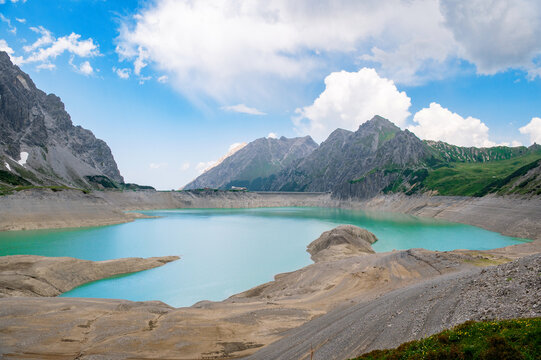 Panoramic view of L&uuml;nersee lake in Vorarlberg, Austria