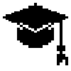 Fototapeta premium Retro 8-bit graduation cap silhouette.