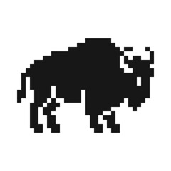 Obraz premium Retro pixel bison buffalo icon.