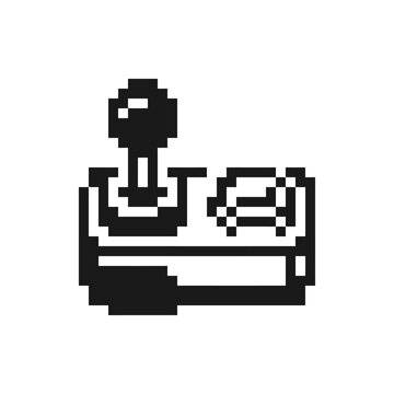 Retro arcade stick pixel art icon.