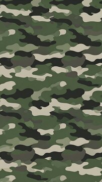 A repeating pattern of green, black, and tan abstract shapes