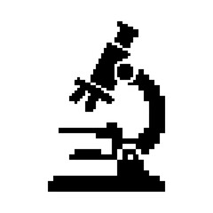 Fototapeta premium Scientific microscope pixel art silhouette.