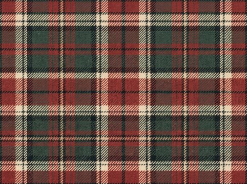 Red and green tartan plaid pattern seamless texture for backgrounds and textile design
