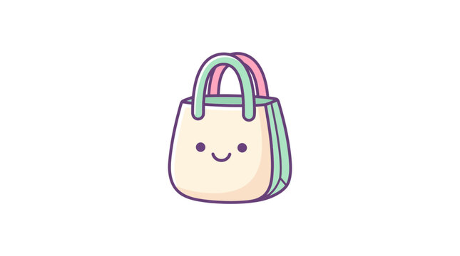 Simple kawaii shopping bag character with smiling face.