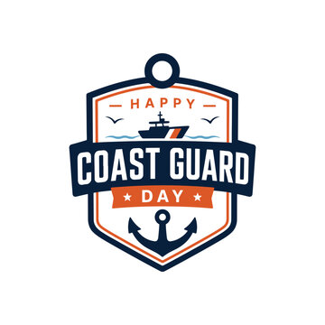 Minimalist Coast Guard Day Nautical Badge Vector