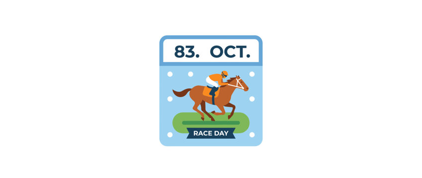Flat vector illustration of horse racing event calendar icon