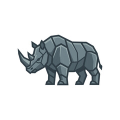 Fototapeta premium Stylized geometric rhinoceros illustration in dark grey tones.