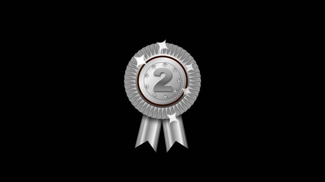 Silver award ribbon for second place with glittering sparkling highlights