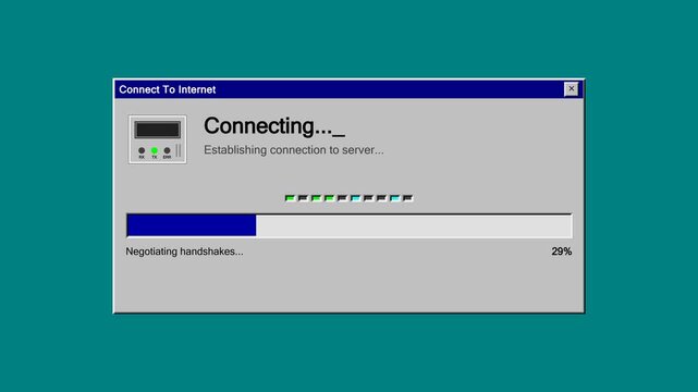 Old Computer Operating System Internet Connection Progress Bar Dialog Box. 4K