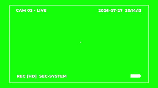 CCTV Security Camera Viewfinder Green Screen Overlay 4K.