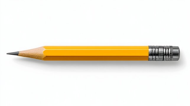 Yellow number two pencil isolated on white background background, classic school supply for writing and drawing projects