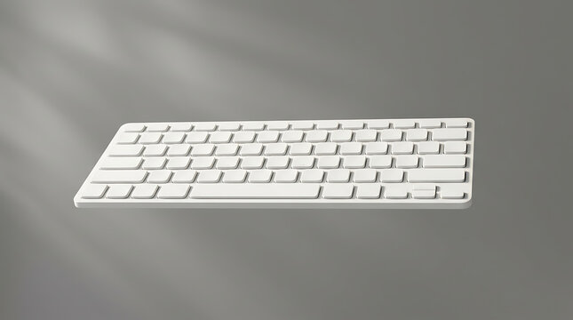 Modern Wireless Computer Keyboard with Classic QWERTY Layout and White Keys on a Softly Lit Gray Background