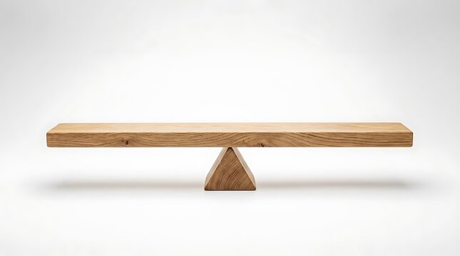 Wooden seesaw balance scale made of natural oak wood planks