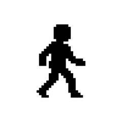 Fototapeta premium Walking human silhouette pixel art figure.