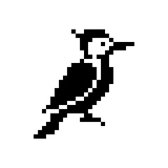 Fototapeta premium Woodpecker bird silhouette in pixel art.