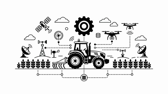 Modern farm technology integrating drones satellites and weather monitoring