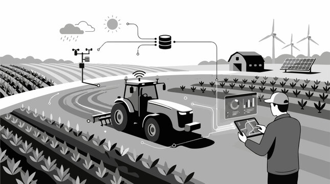 Modern farm technology integration for optimized crop yields and resource management