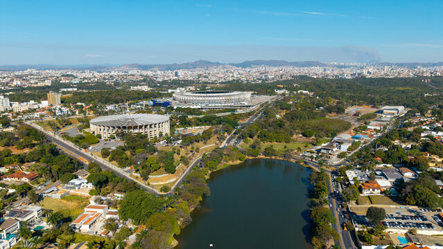Vista a&eacute;rea da cidade de Belo Horizonte, Minas Gerais.