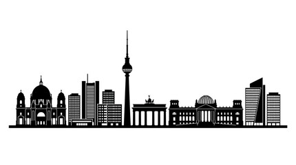 Fototapeta premium Modern City Skyline Silhouette with Iconic Buildings