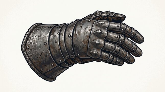 Medieval iron gauntlet isolated