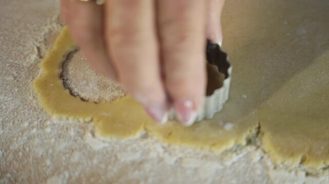 Slicing scone up close in an authentic environment