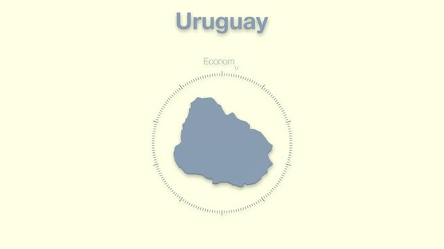 Uruguay MAP revealing minimalistic animated data analytics for presentations, videos, corporate, documentery 