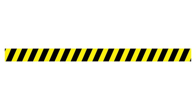 Yellow and black caution tape strip moving seamlessly, industrial hazard warning background, danger