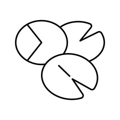 Naklejka premium Overlapping lily pads icon set in simple black line art illustration.