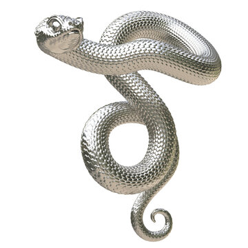 Silver Pendant Coiled Viper Snake