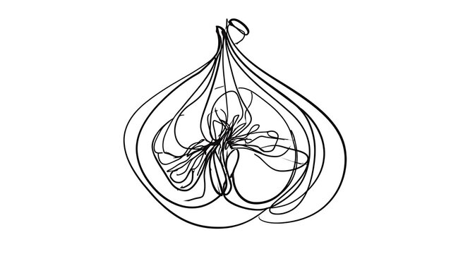 Abstract onion line art drawing white background.