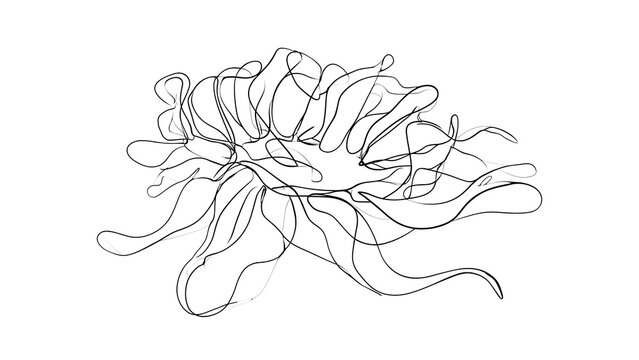 Abstract protein structure illustration white background.