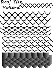 Roof tile pattern vector set, seamless architectural tiling hatch, fish scale and curved roof shingles texture collection for design © ruszczyk.art
