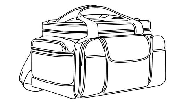 Black duffel bag illustration on white background.