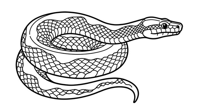 Illustrated snake drawing on white background.