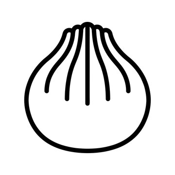 Traditional khinkali dumpling food vector illustration flat line icon.