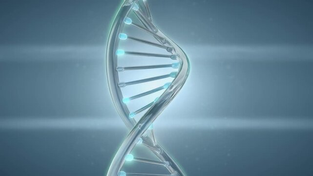 Futuristic glowing DNA double helix strand in science and genetics concept