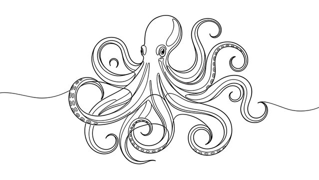 Elegant octopus illustration on white background.