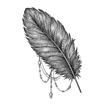 Ornate Feather With Beads