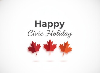 Fototapeta premium Happy civic holiday greeting card design with three red maple leaves
