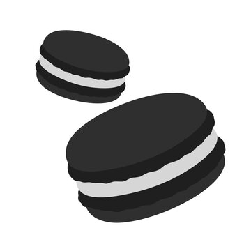 black cute macaron icon flat design